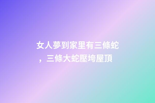 女人夢到家里有三條蛇，三條大蛇壓垮屋頂-第1張-觀點-玄機派